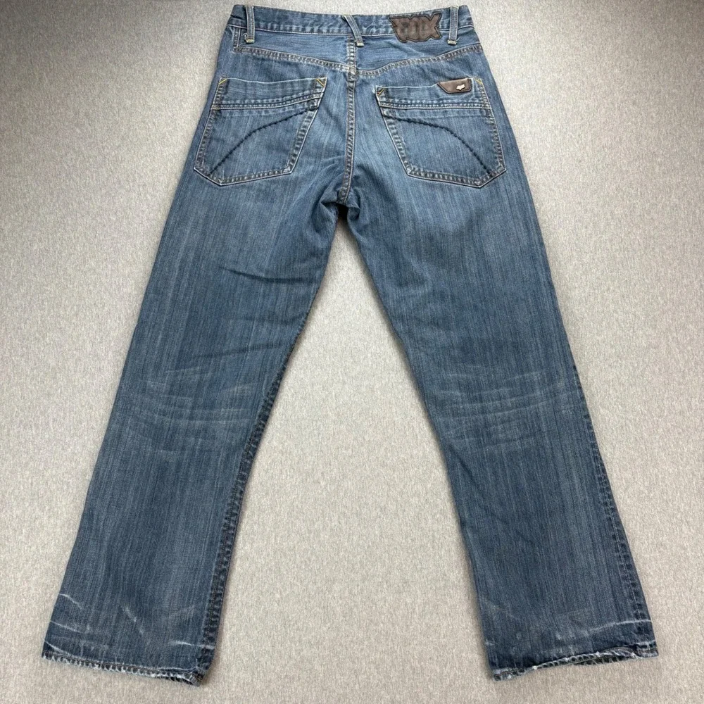 Fox Denim Duster Jeans Mens 31 Blue Y2K Racing VTG Grunge‎ Relaxed Fit Bootcut - Picture 4 of 16